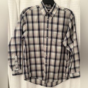 Van Heusen Long Sleeve Button Down Collared Shirt 15-1/2 Neck, Navy, Cream, Aqua